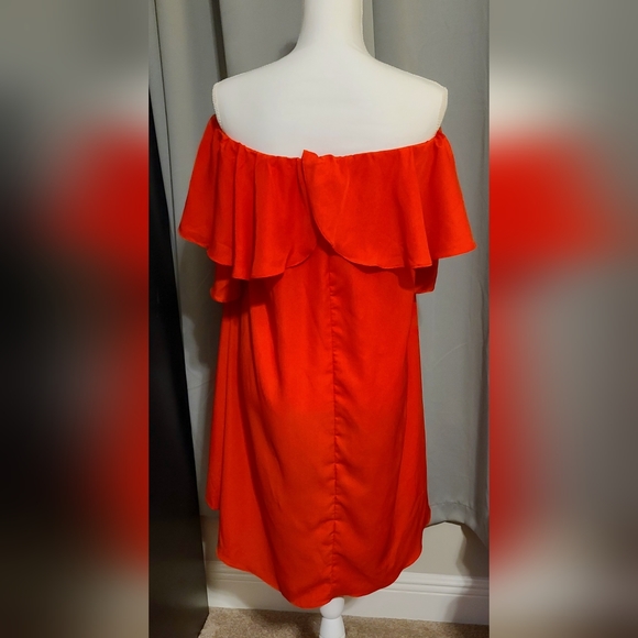 Romwe Women's Off The Shoulder Ruffle Casual Loose Shift Red Dress XL - Picture 8 of 10